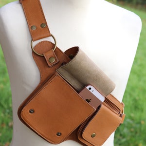 Leather Belt Bag Waist Bag COGNAC Hipbag image 3