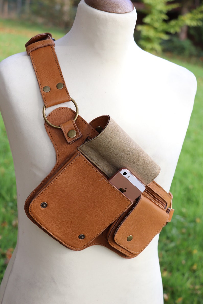 Leather Belt Bag Waist Bag COGNAC Hipbag image 3
