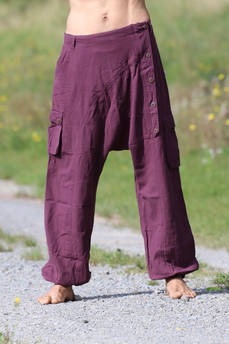 Unisex Haremshose Sarouel Hose Aubergine imagem 3