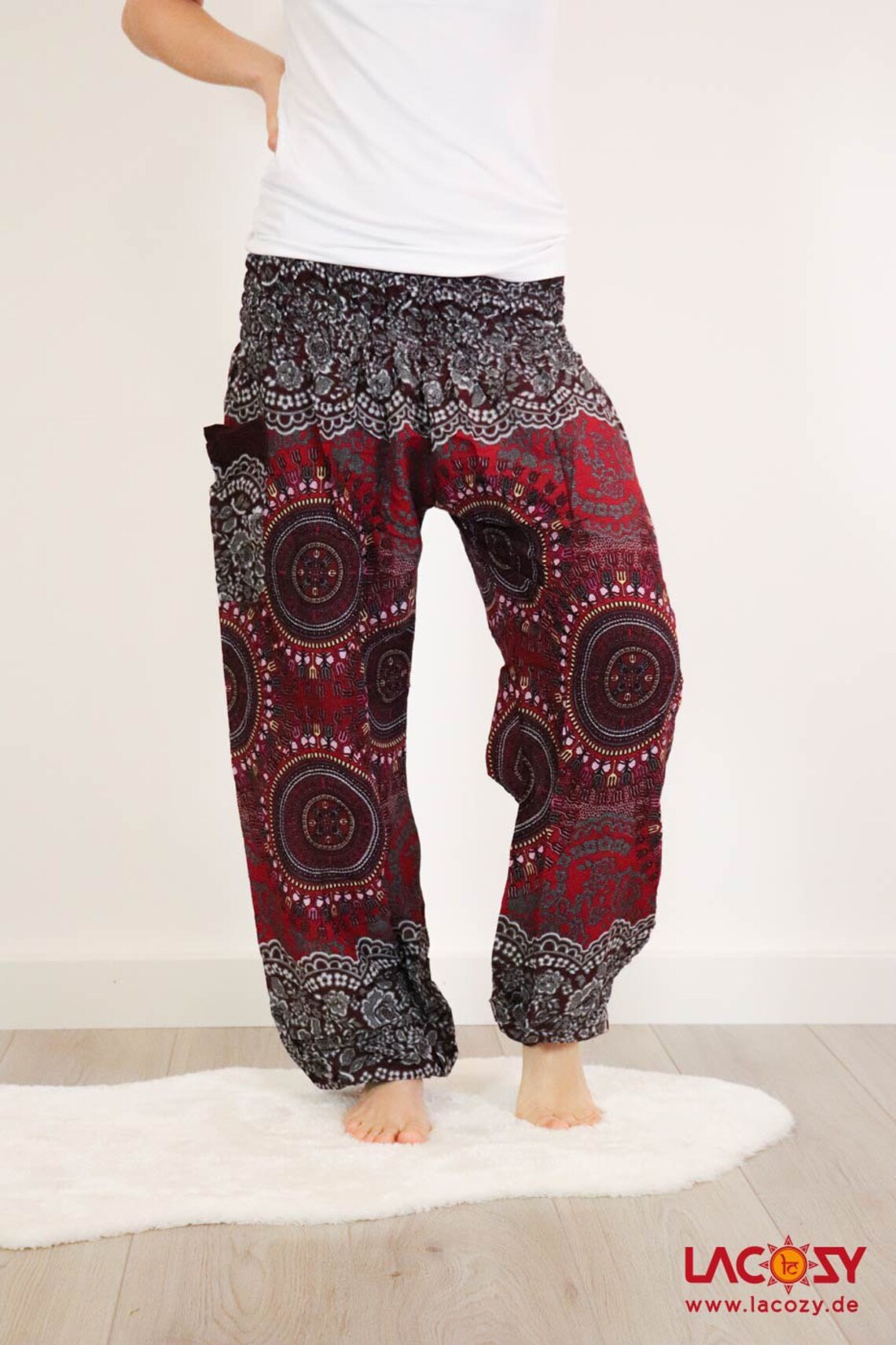 Airy pants SHIVA pluder pants women from viscose red yoga Etsy