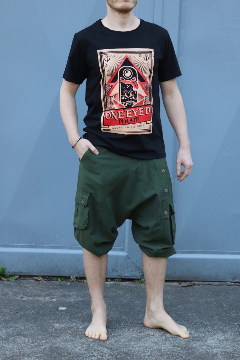Short Afghani khaki Sarouel trousers