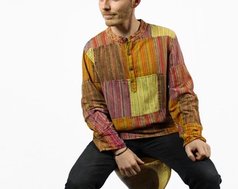 Patchwork Shirt Men ORANGE