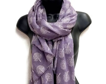 Mulberry Tree Pattern Purple Scarf,Spring Summer Scarf,Gifts For Her,Printed Scarf,Gifts for Mother,Women Scarf,Christmas Gifts