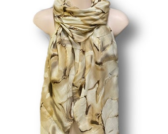 Patrón fluido abstracto beige con detalles dorados Bufanda para mujer, versátil para cualquier temporada, excelentes regalos para su cumpleaños, mamá y Navidad