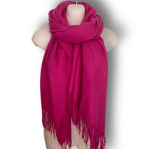 Elegant Fuchsia Pink Cashmere Scarf - Perfect for Autumn & Winter, Thoughtful Gift for Her,Mom,Birthday or Christmas