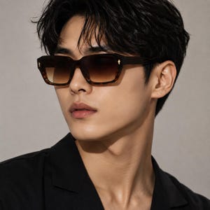 Gafas de sol degradadas marrones para hombre, montura cuadrada, gafas de moda de inspiración vintage, gafas de sol llamativas.