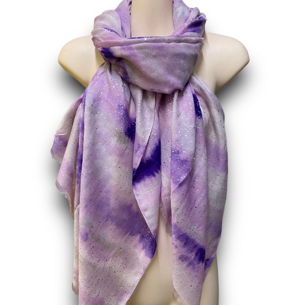 Shimmering Brushstroke Purple Cotton Blend Scarf/ Spring Summer Autumn Scarf/Gifts For Mother/Scarf Women/Birthday Gifts/Christmas Gifts