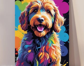 Individuelle Tierportraits mit Haustierfoto Personalisiertes Digitales Portrait vom Foto Hund Pop Art Portrait Bunten Wand-Kunstdruck