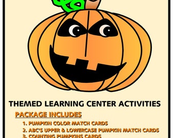 INSTANT DOWNLOAD - Pumpkins - Themed  Activities Package for  Learning Centers  - Perfect for Preschool - Kindergarten - homeschool -