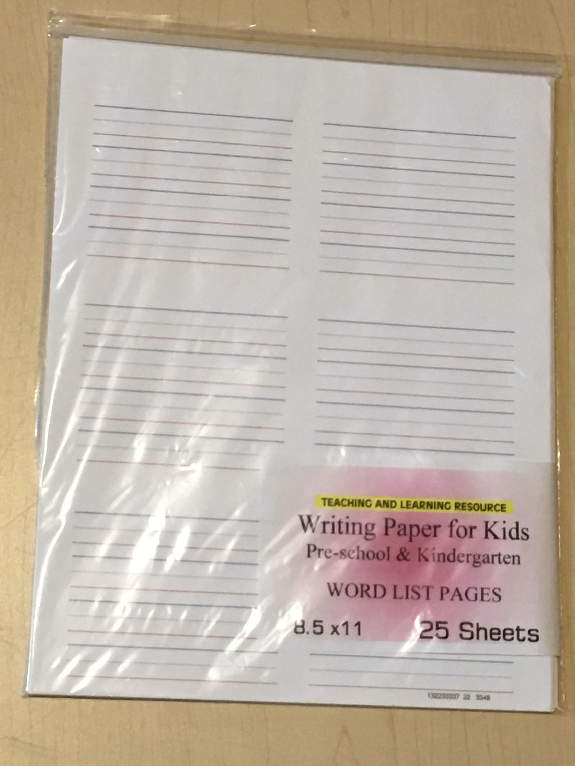 Writing Paper for Kids Word List Pages 11 X 8.5 In, 20 Lb, 25 Sheets 