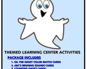 INSTANT DOWNLOAD - Ghosts - Themed  Activities Package for  Learning Centers  - Perfect for Preschool - Kindergarten - homeschool