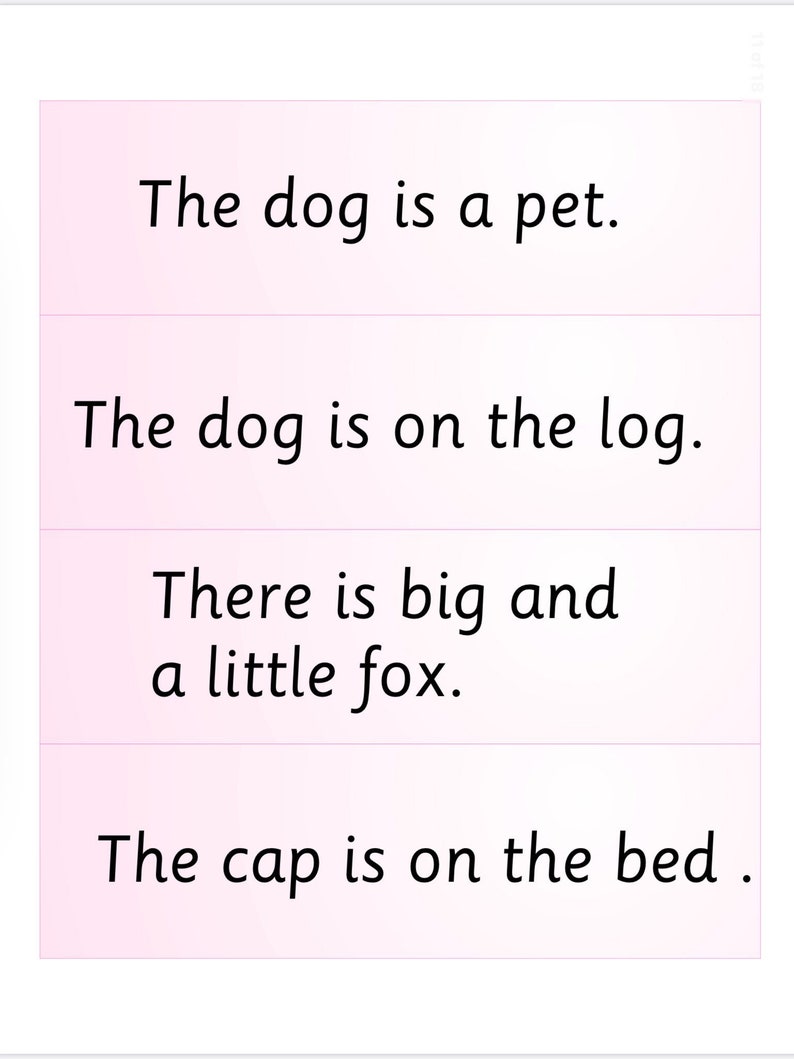 Homeschooling PINK SERIES PDF Educational Material Reading Sentences 18 pages Montessori Activity - Montessori Printable