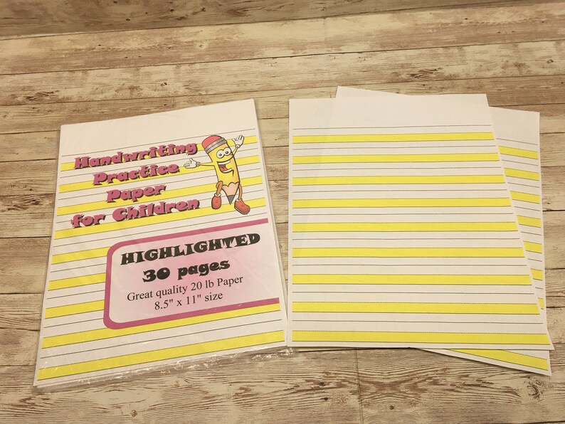 Highlighted - Handwriting Paper for Children - Etsy