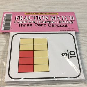 Fractions Match - Cards for Learning Center - Three Part Cards - Activity Cards
