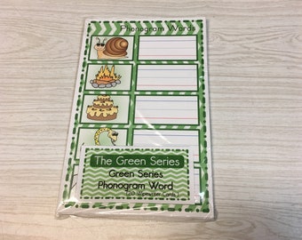 The Green Series - Phonogram Words Set (20 Wipewriter Cards )  - Montessori Material for Primary Language