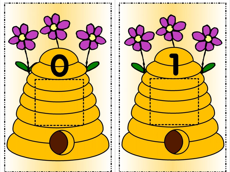 INSTANT DOWNLOAD Beehive and Bees Math Mats Activity Set for Learning