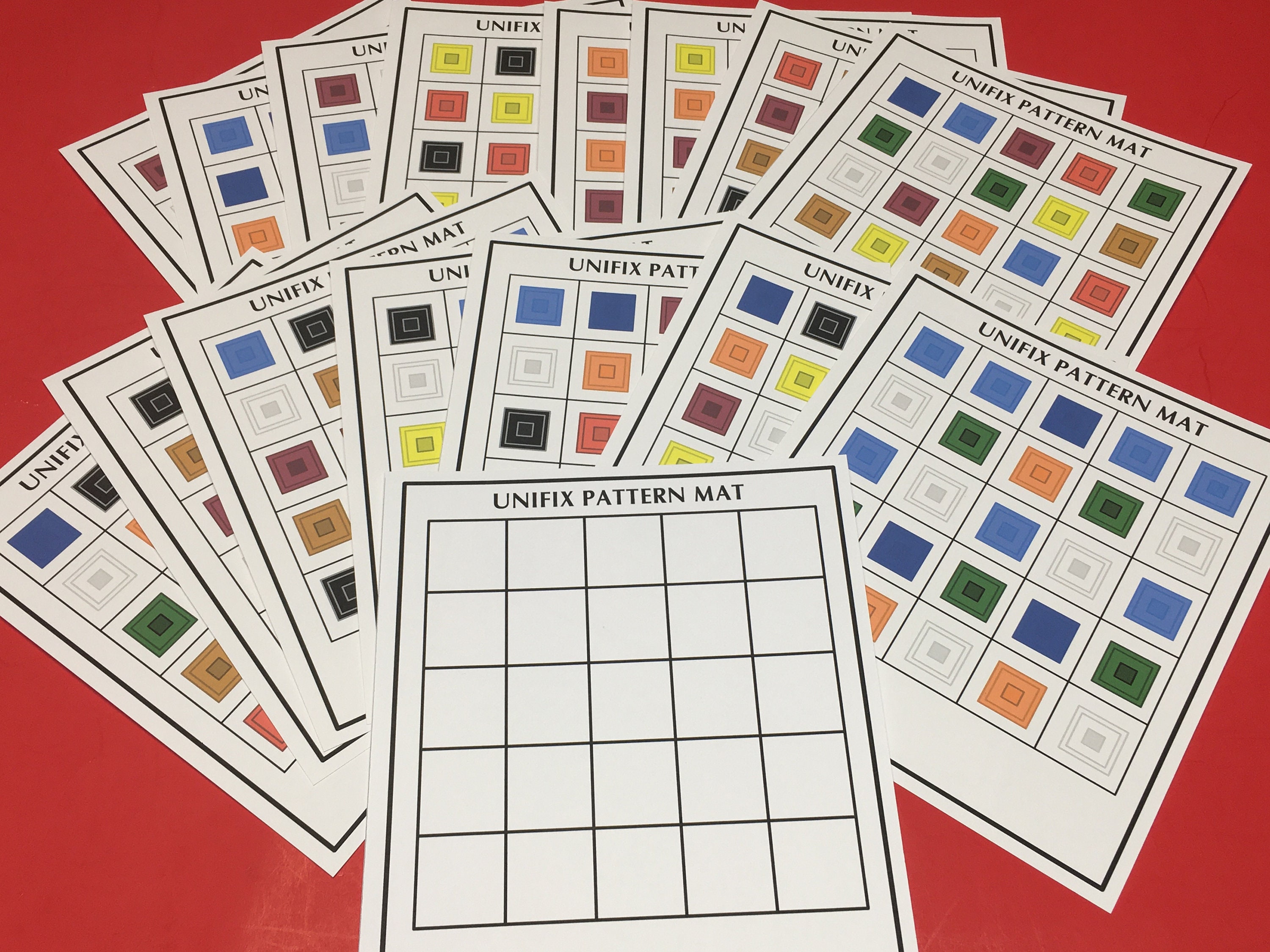 Unifix Mats Cards for Learning Center 16 Unifix Mats Etsy.de