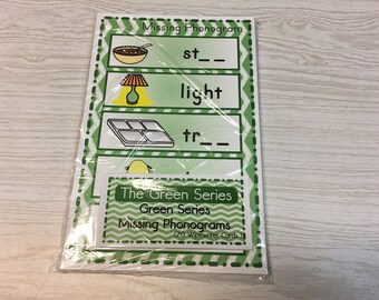 The Green Series - Missing Sound Set (24 Wipewriter Cards ) - Montessori Material for Primary Language