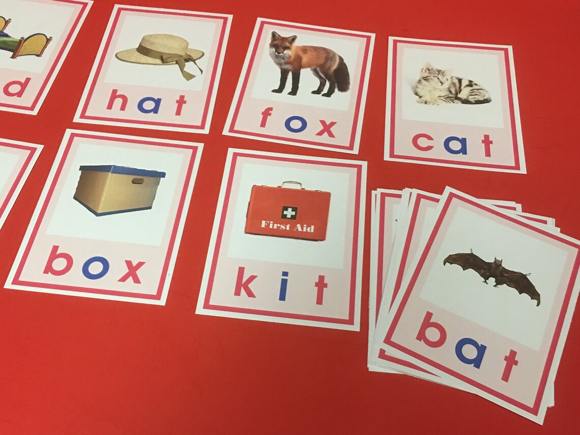 Pink Series Montessori - CVC WORDS & PICTURE - 40 Laminated Card Set - Etsy