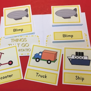 DESCARGA INSTANTE - Transporte - Juego de cartas y folio de tres partes - Serie previa a la lectura - Materiales Montessori para el idioma principal -