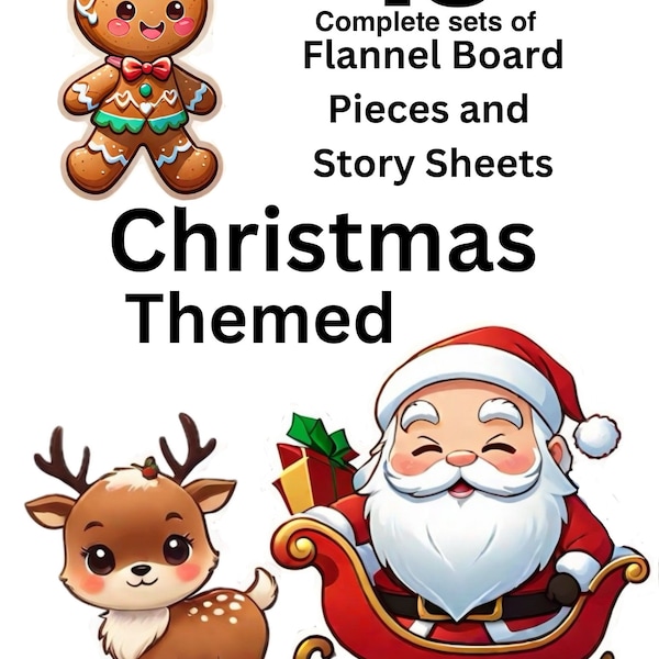 Lot de 10 histoires de tableaux en feutre sur le thème de Noël - TÉLÉCHARGEMENT Comprend 10 paquets d'histoires et des feuilles d'histoires pour l'école à la maison - 27 pages PDF
