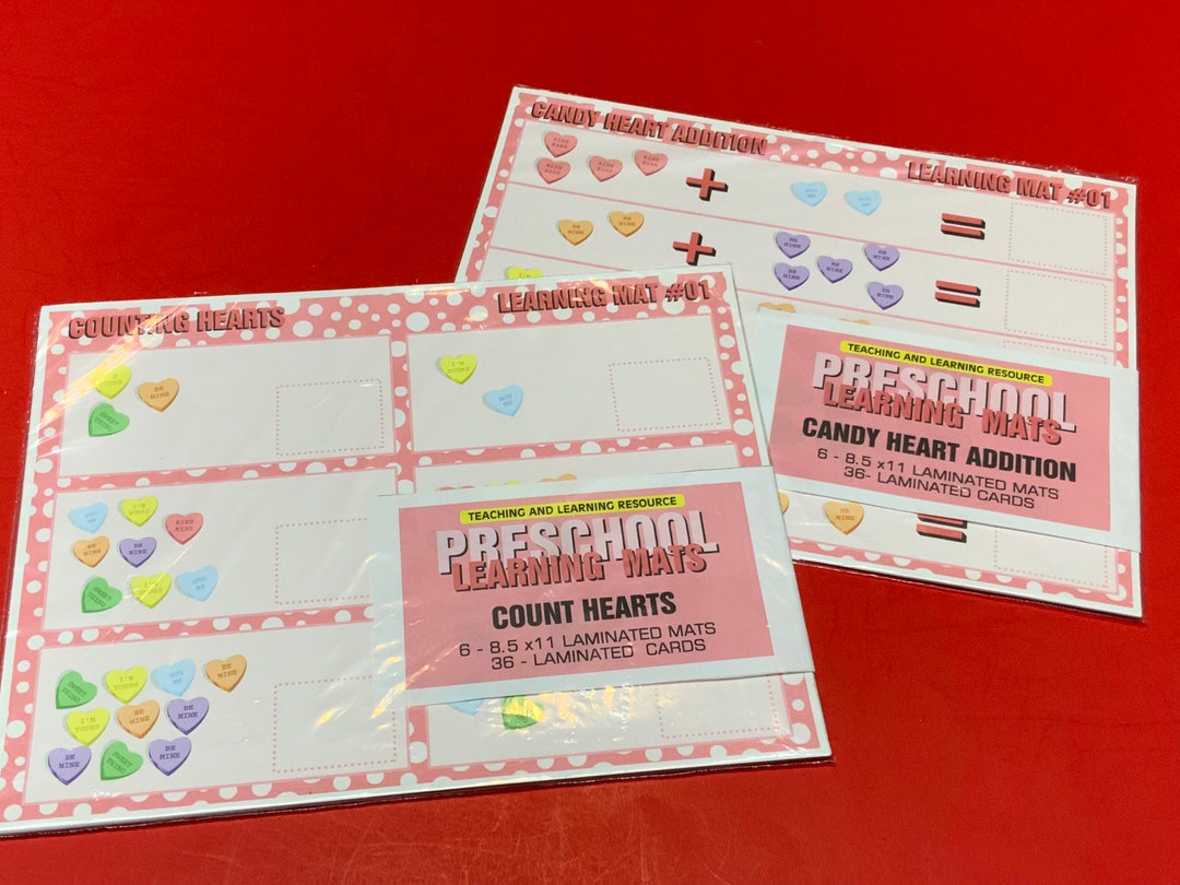 Candy Hearts - Set of 12 Learning Mats / Cards - Laminated Activity - Etsy