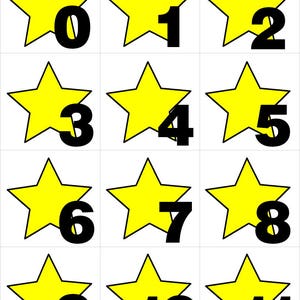 INSTANT DOWNLOAD - Yellow Star - Numbers 0-31 Pocket Chart Cards - CALENDAR   - Perfect for Preschool - Kindergarten - homeschool -
