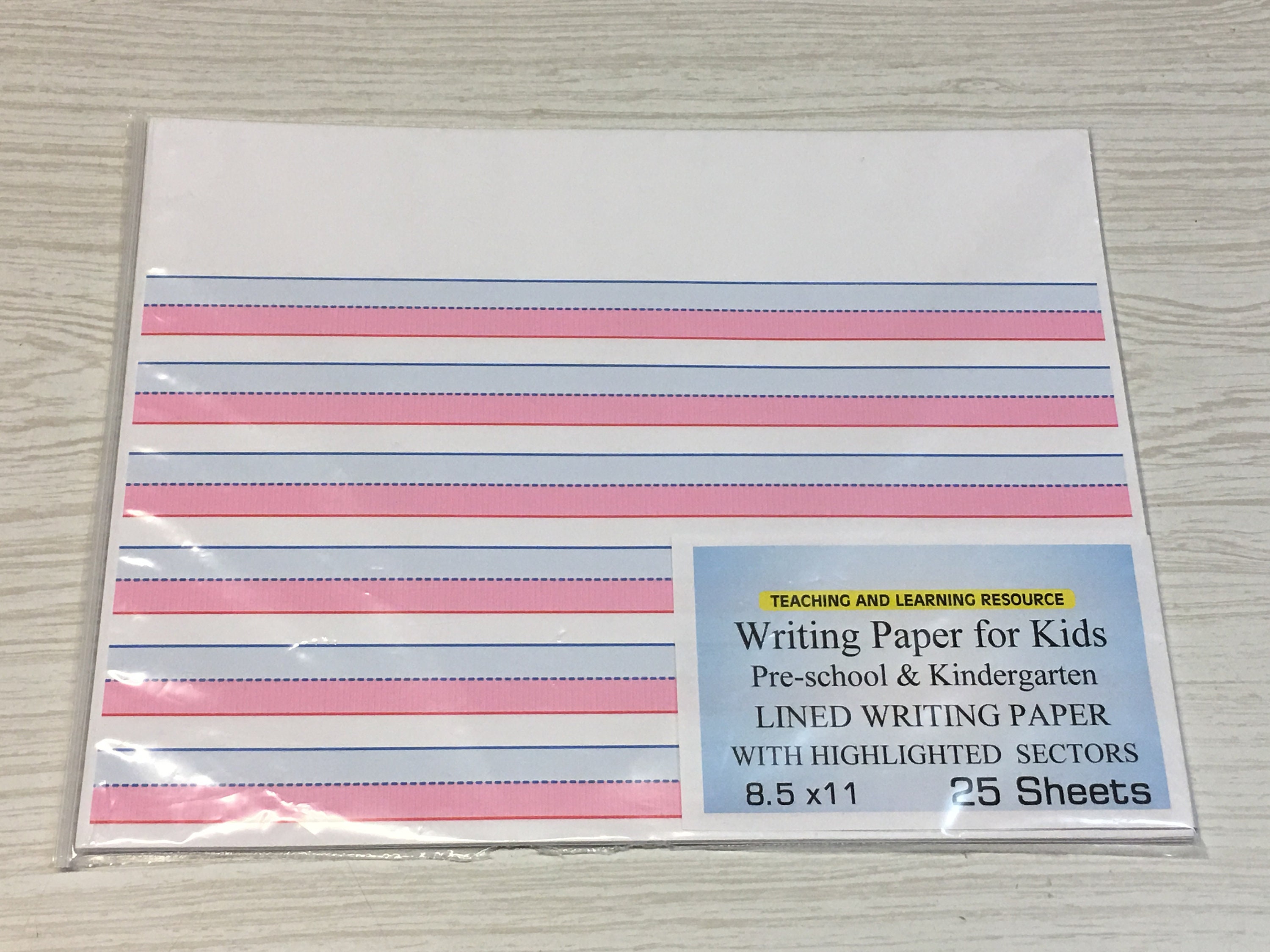 Writing Paper for Kids Lined Writing Paper With Pink Highlighting Sectors  11 X 8.5 In, 20 Lb, 25 Sheets 