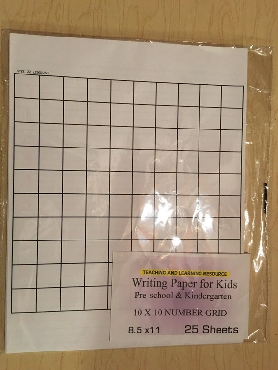 10 X 10 Number Grid Paper Writing Paper for Kids 11 X 8.5 In, 20 Lb, 25  Sheets 