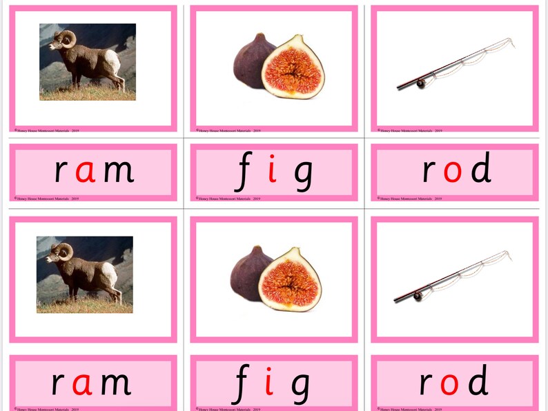 PINK SERIES | Montessori Activity - Three Parts Cards | Educational ...
