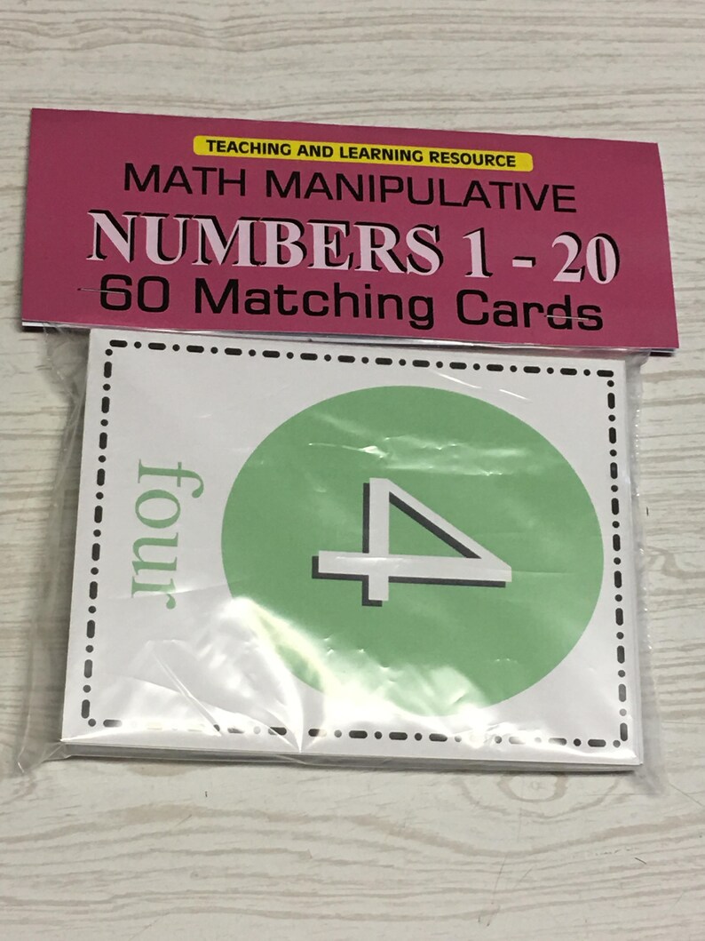 Numbers 1-20 Matching Cards: Math Manipulative, Learning Center (60 ...