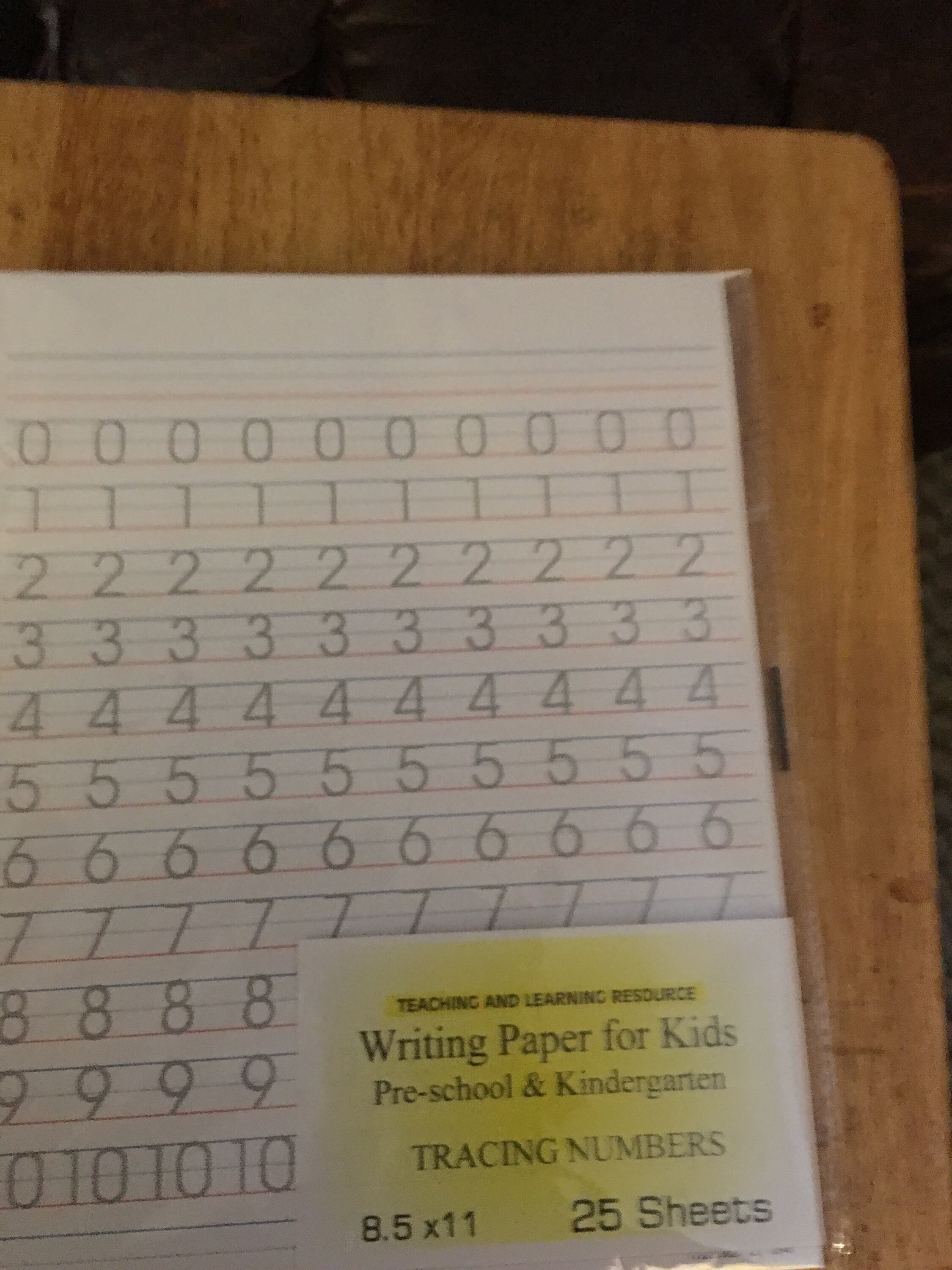 Writing Paper for Kids Tracing Numbers 11 X 8.5 In, 20 Lb, 25 Sheets 