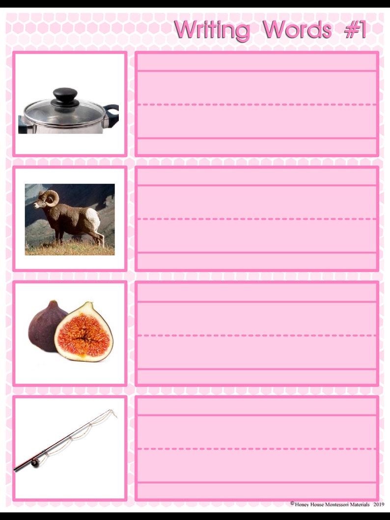 PINK SERIES Montessori Activity Writing Words Cards | Etsy