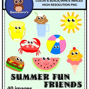 DOWNLOAD IMMEDIATO - Summer Fun Friends Clipart {Sanzosaru's} - Perfetto per la scuola materna - Scuola materna - homeschool - Download istantaneo