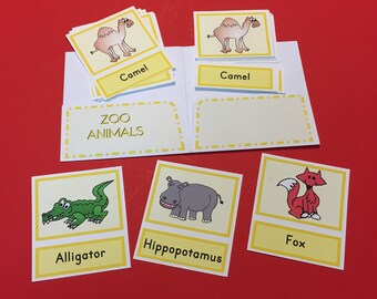 INSTANT DOWNLOAD - Zoo Animals - Three Part Card Set and Folio - Pre-Reading Series - Montessori Materials for Primary Language -