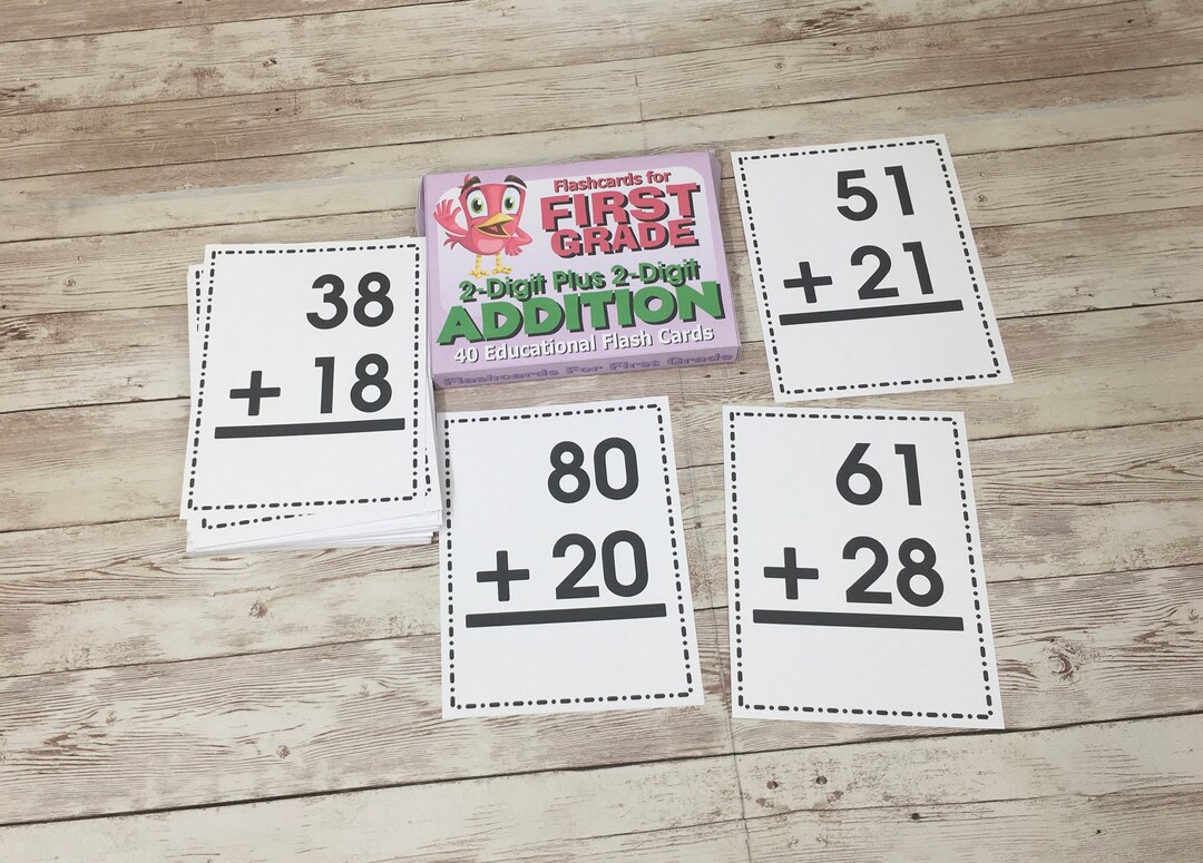 First Grade Addition Flash Cards: 2-digit Math - Etsy