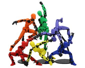 Set 2 Action Figure T13 Robot – Giunti Mobili, PVC Resistente, Arancione E Verde, Decorazione Da Scrivania