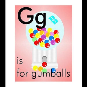 G is for Gumballs  , Wall flashcards, Nursery print, Instant Download, Kids room decor, Kids wall art, printable art, kids printable