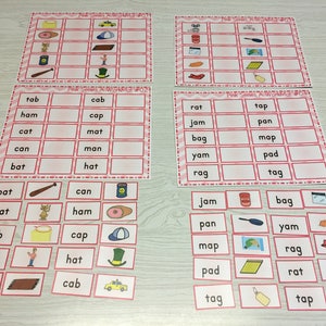 The Pink Series - Complete - Vowel Set - Laminated Mats And Card Sets - Montessori Material for Primary Language