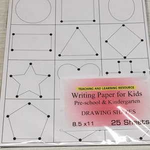 Writing Paper for Kids -Drawing Shapes - 11 X 8.5 in, 20 lb, 25 sheets