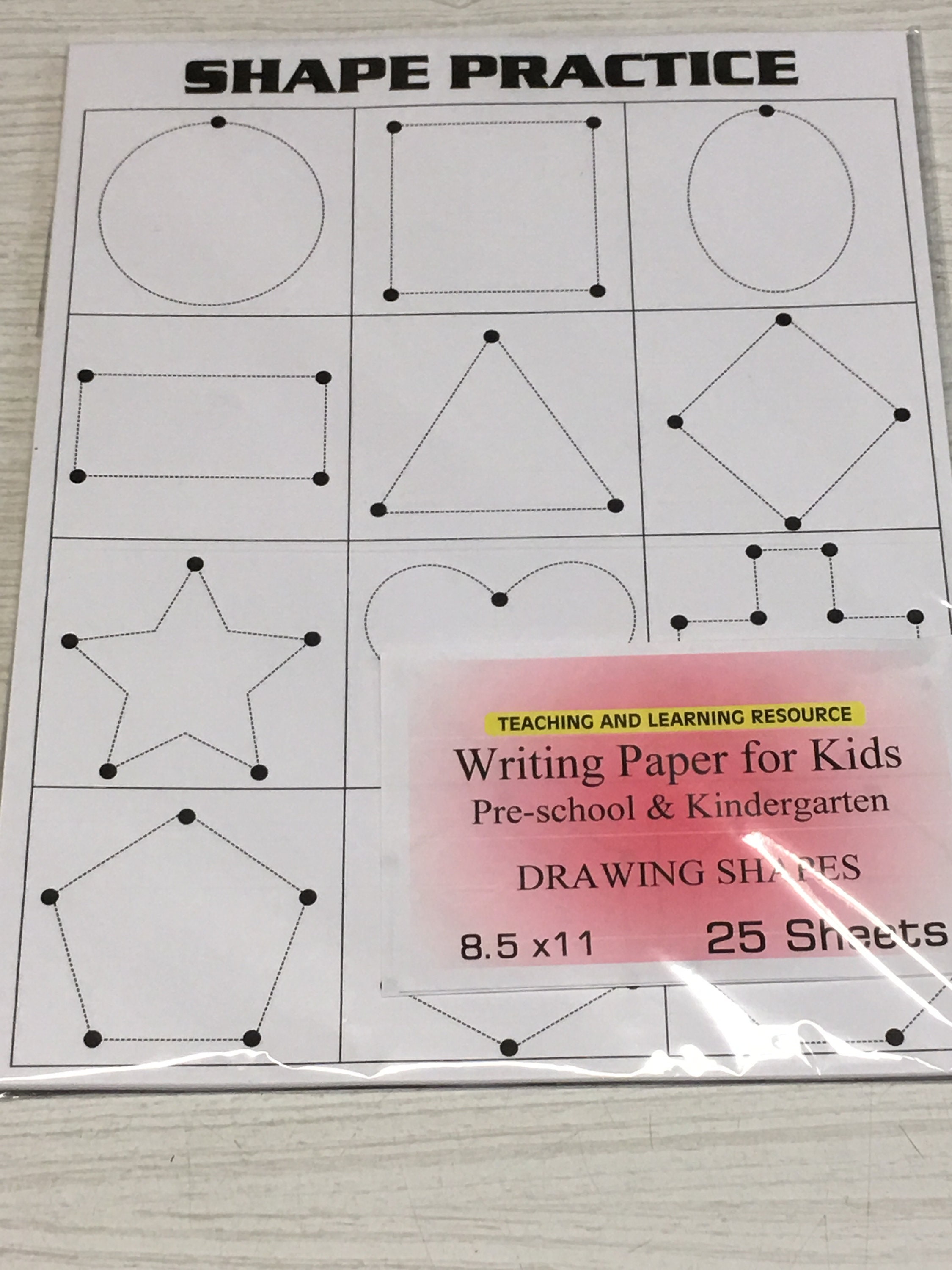 Writing Paper for Kids drawing Shapes 11 X 8.5 In, 20 Lb, 25 Sheets 