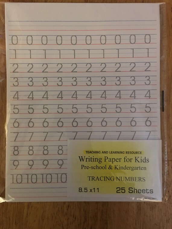 Writing Paper for Kids Tracing Numbers 11 X 8.5 In, 20 Lb, 25 Sheets 