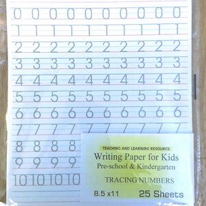 Writing Paper for Kids - Tracing Numbers  - 11 X 8.5 in, 20 lb, 25 sheets