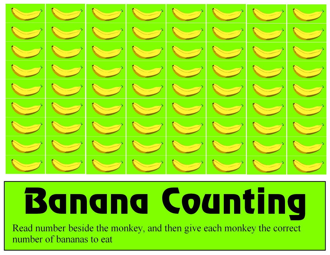 INSTANT DOWNLOAD Banana Counting Activity Set for Learning Centers