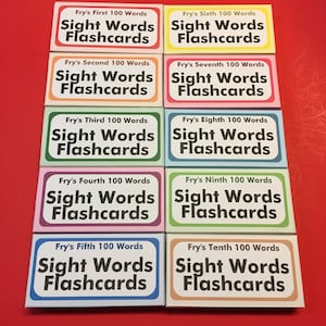 Fry's 1000 Sight Words set - Reading - Sight Word Flash Cards - 1000 flash cardsEnsemble complet de 10 paquets de cartes