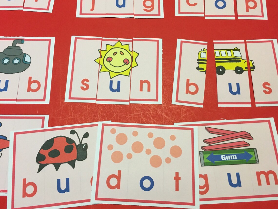 Pink Series Montessori CVC WORDS Puzzles Laminated Card Set Etsy Pink series montessori cvc words puzzles laminated card set etsy