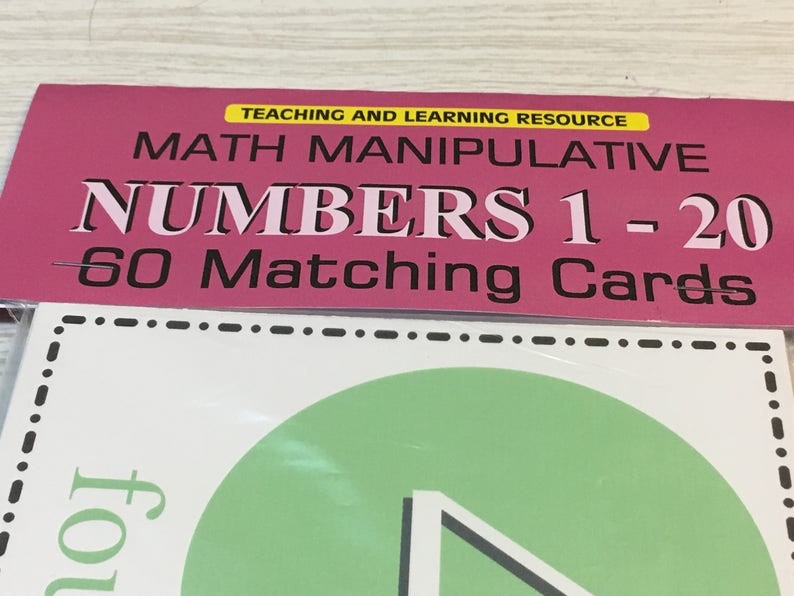 Numbers 1-20 Matching Cards: Math Manipulative, Learning Center (60 ...
