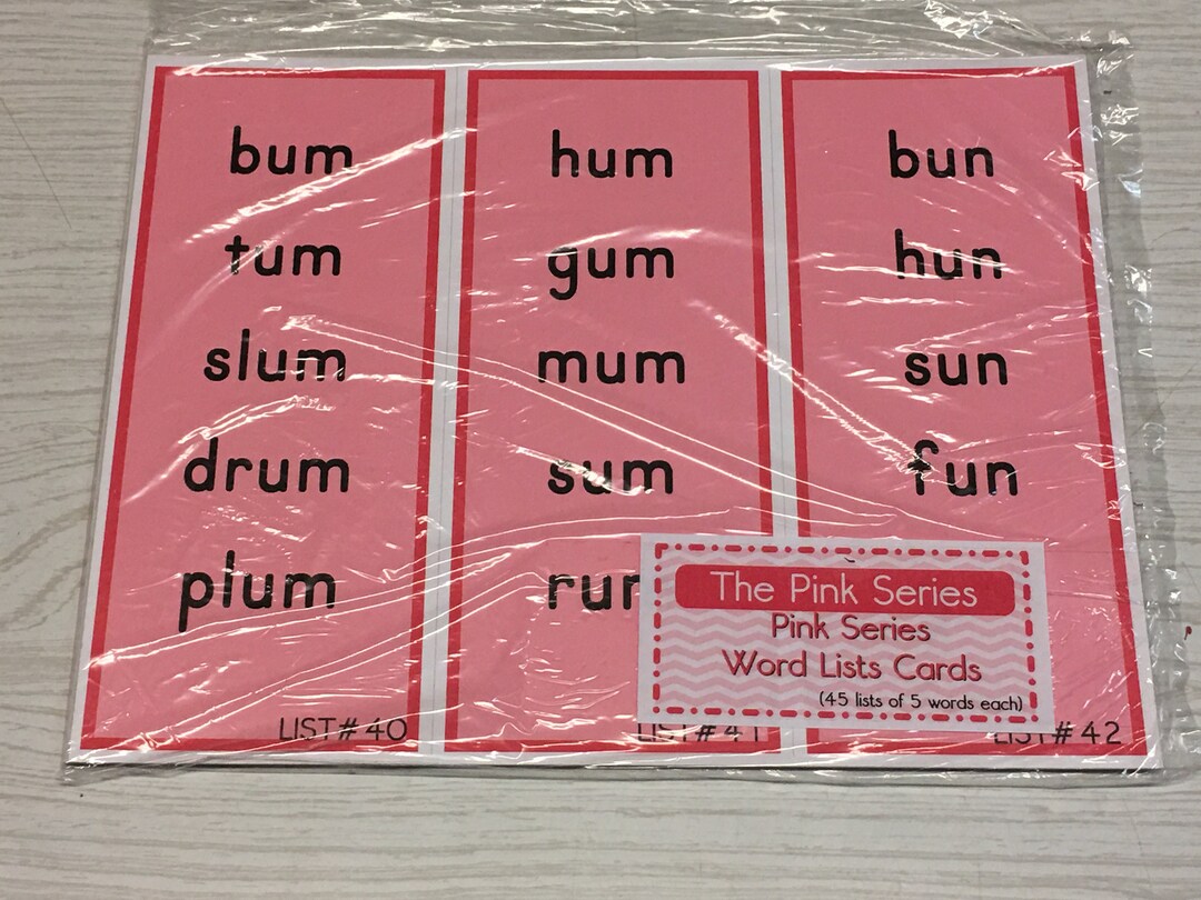 The Pink Series - Word Lists (42 Lists of 5 Words Each) - Montessori ...