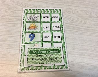 The Green Series - Phonogram Sound Set (20 Wipewriter Cards )  - Montessori Material for Primary Language