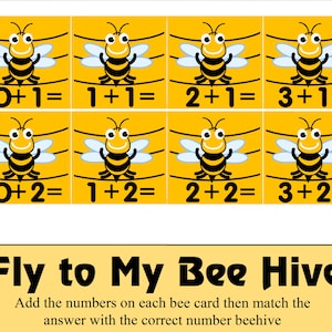 INSTANT DOWNLOAD - Beehive and Bees Math mats - Activity Set for  Learning Centers  - Perfect for Preschool - Kindergarten - homeschool -